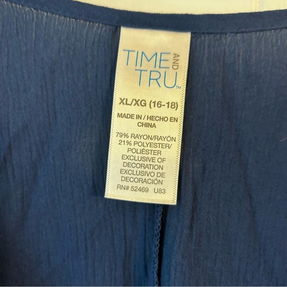 Time and Tru Blue Embellished bathing suit cover-up missy size 16-18 - Picture 6 of 9